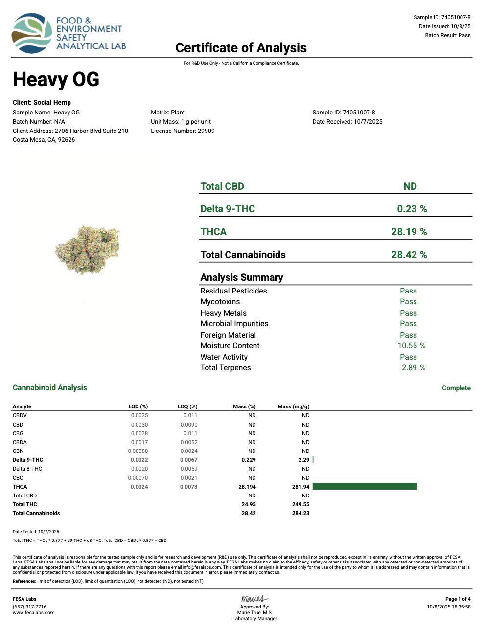 HEAVY OG THCA FLOWER, BRANDED & JARRED