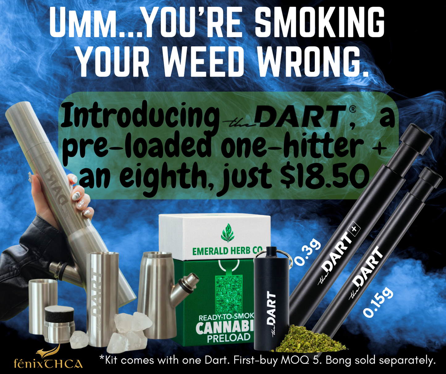 DART + Loaded 0.3g One-Hitter Pipe Kit w/ 8th of flower & Cannister