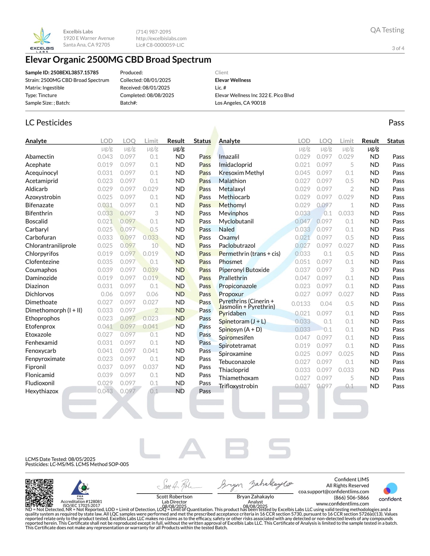 ELEVAR 2500mg BROAD SPECTRUM CBD TINCTURE W/ CBG & CBN