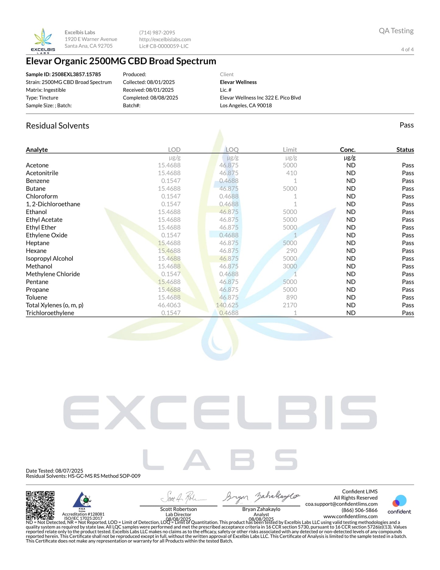 ELEVAR 2500mg BROAD SPECTRUM CBD TINCTURE W/ CBG & CBN