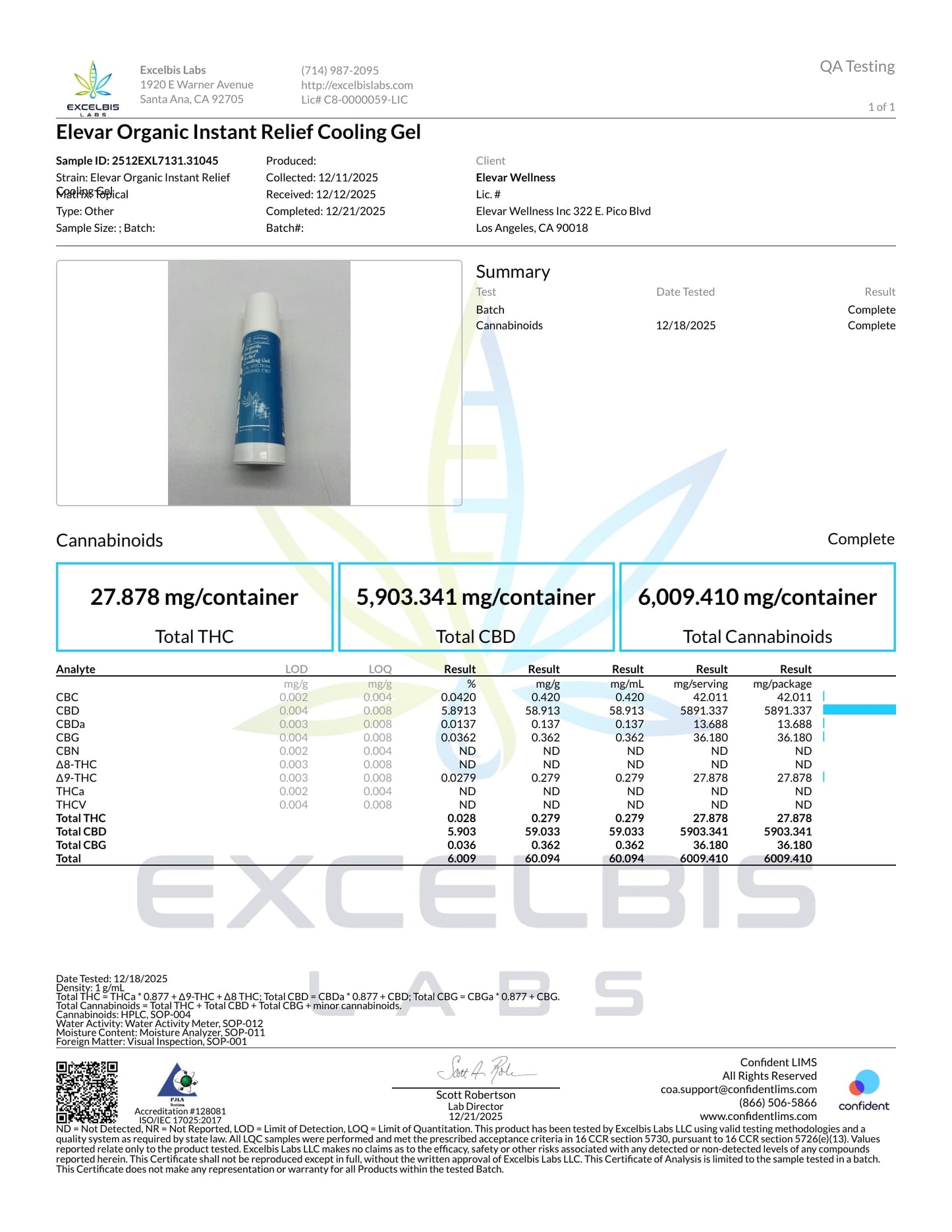 ELEVAR 6000mg CBD Pain Cream