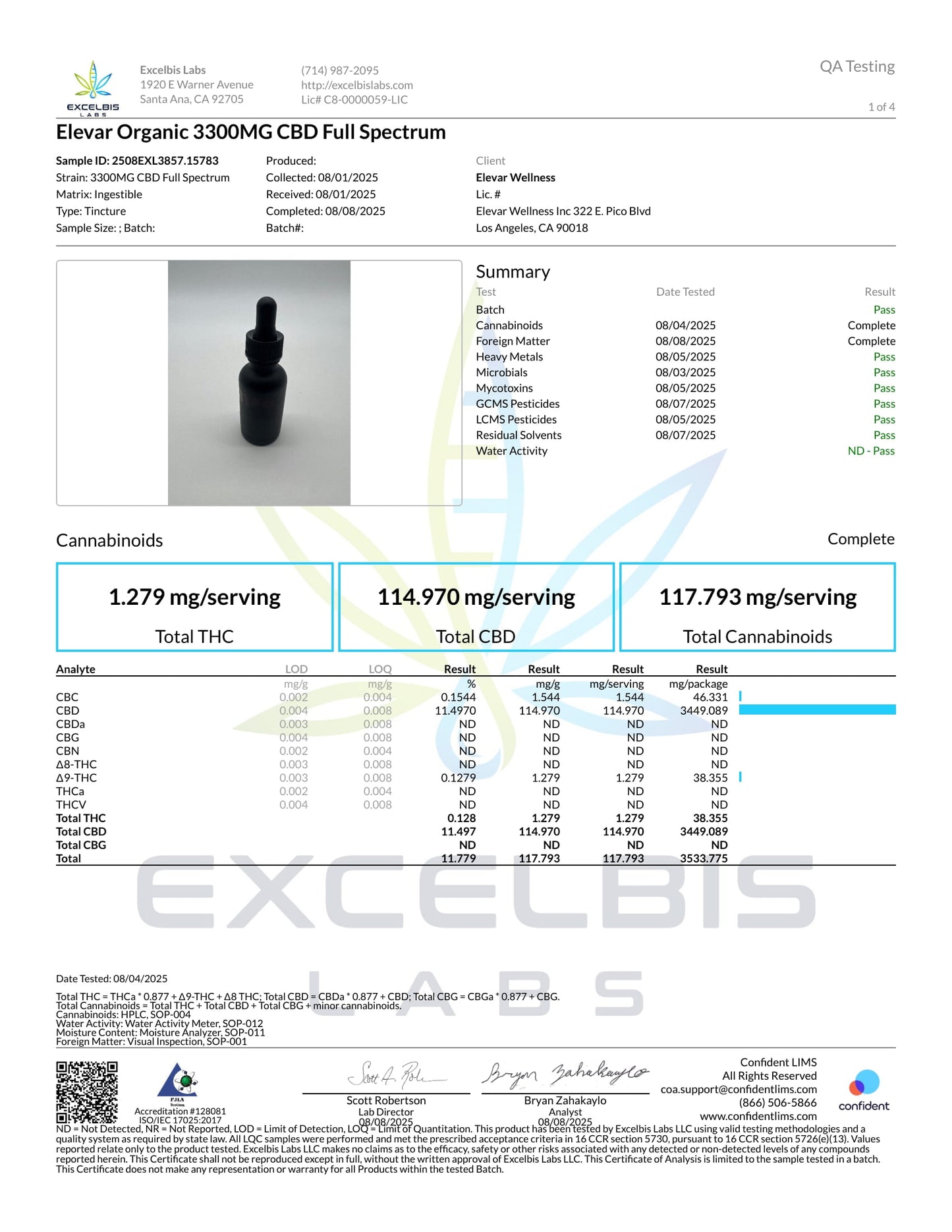 ELEVAR 3300mg FULL SPECTRUM TINCTURE