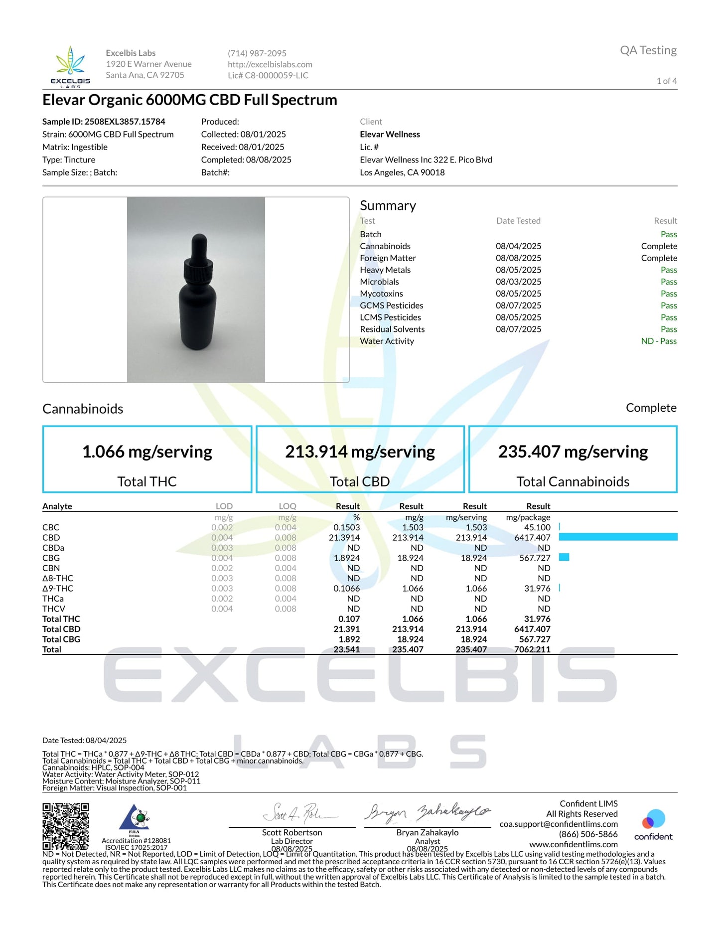 ELEVAR 6000mg CBD FULL SPECTRUM TINCTURE W/CBG