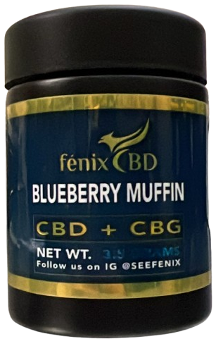 BLUEBERRY MUFFIN CBD FLOWER, BRANDED & JARRED