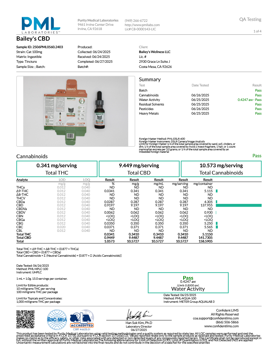 BAILEY'S CBD CAT TINCTURE