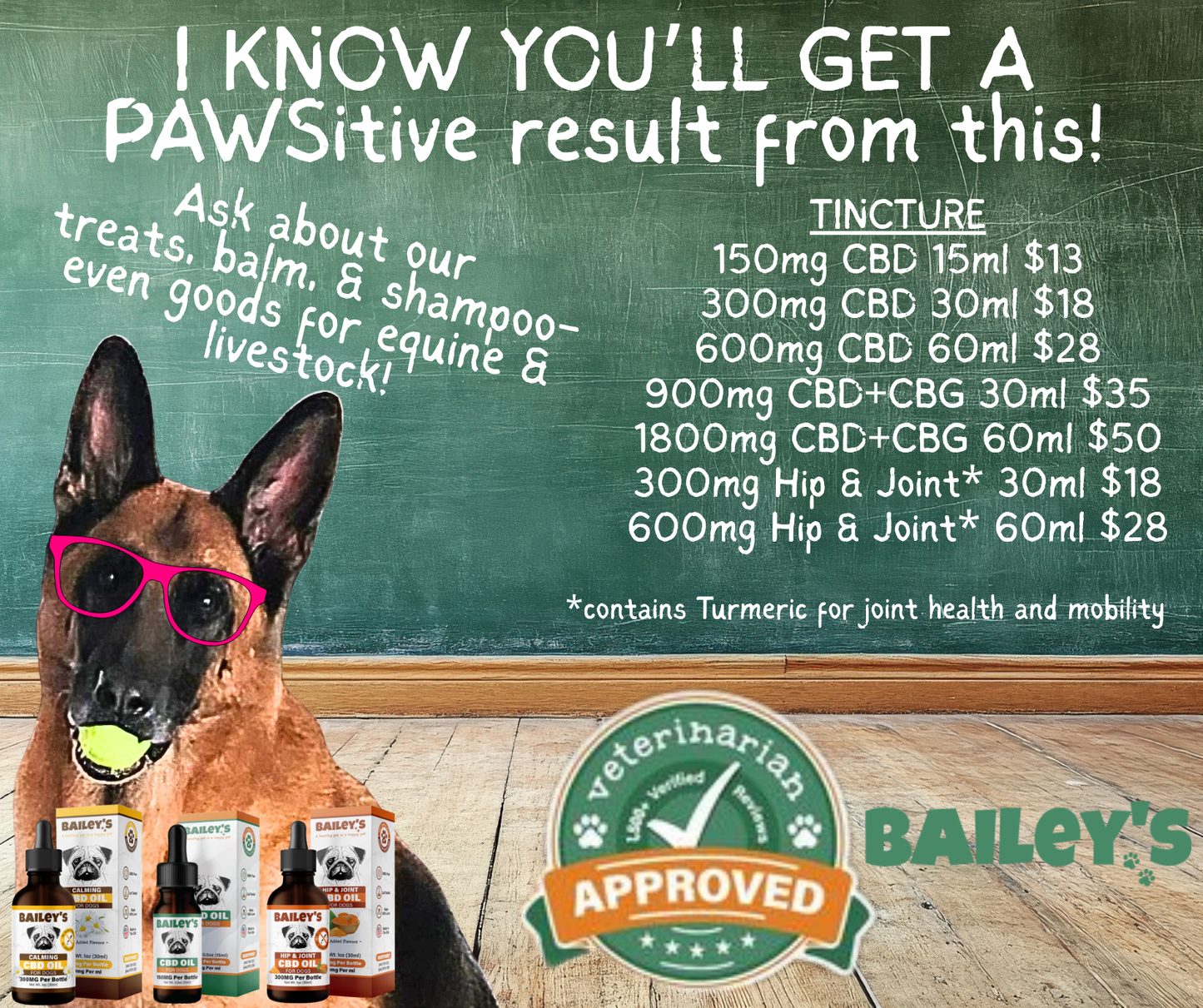 BAILEY'S CBD PET TINCTURE, CALMING, W/ CHAMOMILE + L-THEANINE