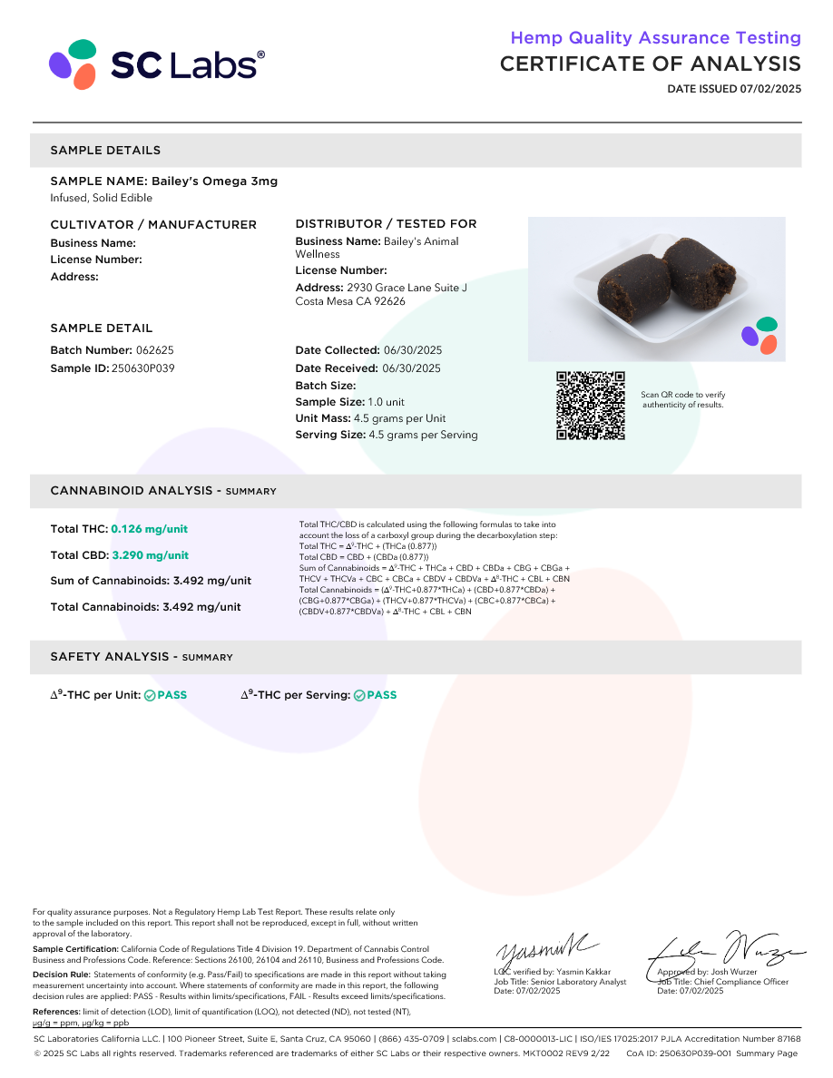 BAILEY'S CBD DOG TREATS