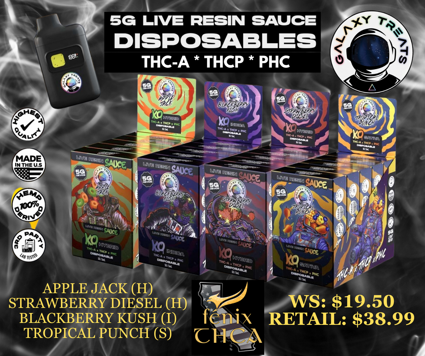 VAPES: Galaxy THCA+THCP+PHC 5g Live Resin Sauce