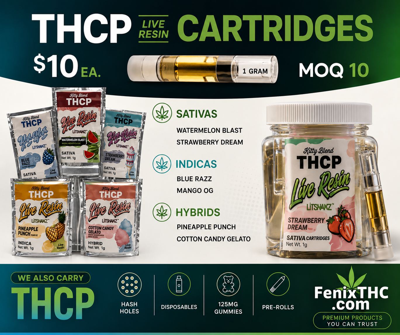 1ml CERAMIC THCP LIVE RESIN DISPOSABLE VAPE CARTRIDGE
